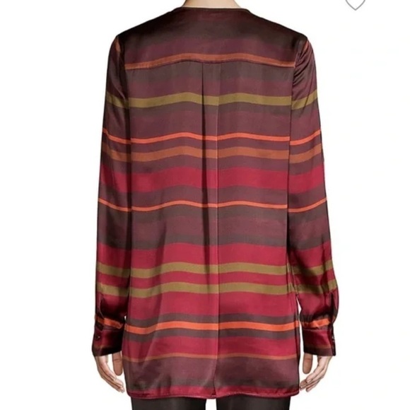 Lafayette 148 Prisha Autumn Sheen Rust Stripe Tunic Blouse Size Small - Picture 4 of 17